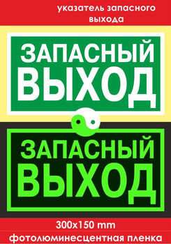 E23 указатель запасного выхода (ГОСТ 34428-2018, фотолюминесцентная пленка, 300х150 мм) - Знаки безопасности - Фотолюминесцентные знаки - Магазин охраны труда Протекторшоп